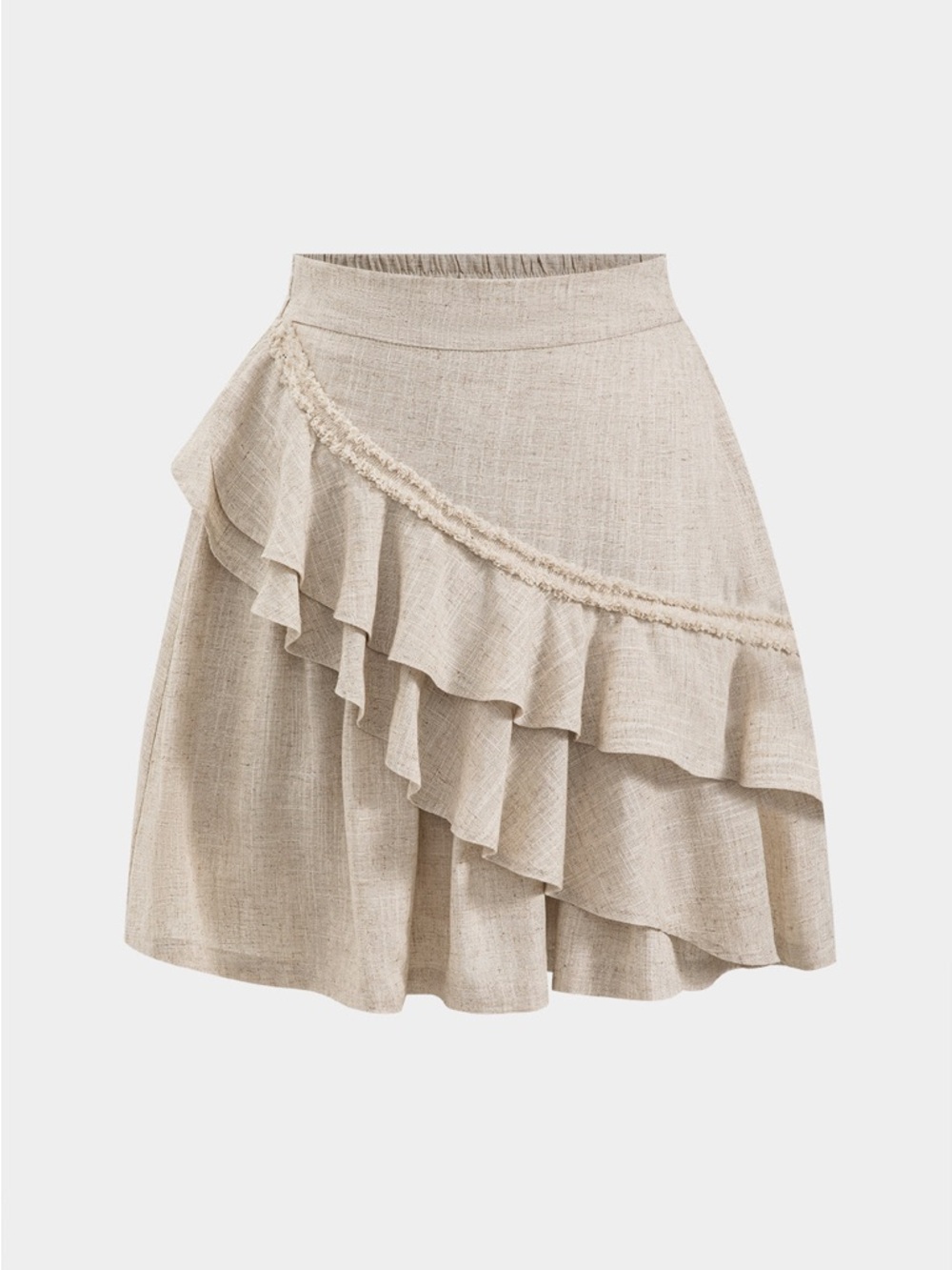 Neutral Ruffled Circle Skirt - Lightweight Linen Blend